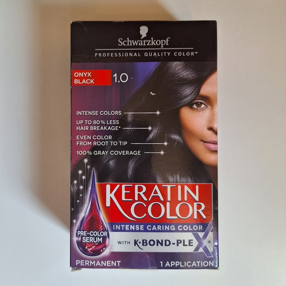 NEW Schwarzkopf Keratin Color Permanent Hair Color Dye 1.0 Black Onyx Gray Cover